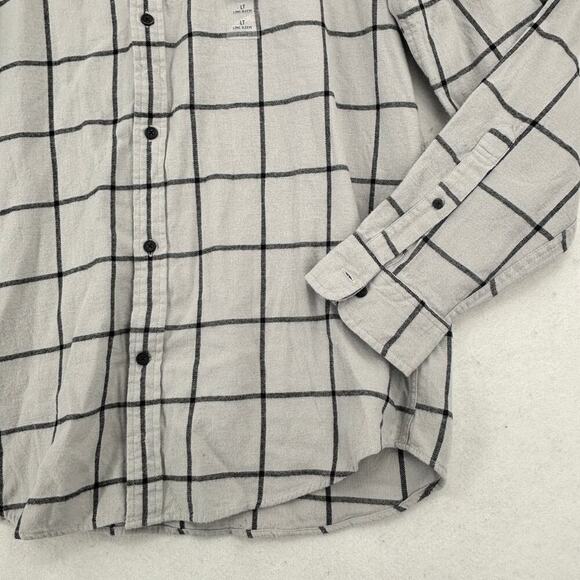 Foundry Signature Flannel Shirt Size LT Gray Plaid Cotton Classic Fit Button Up - Picture 4 of 11